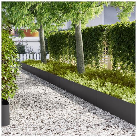 Bordature per Prato 10 pz Nero 100x0,5x30 cm Acciaio - Foto 2