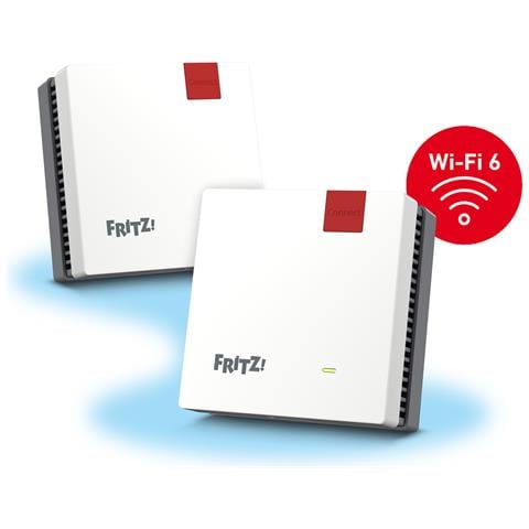 Mesh Set FRITZMESH SET 1600 2-PACK EDITION INTERNATIONAL Dual-band (2.4 GHz / 5 GHz) Wi-Fi 6 (802.11ax) Rosso, Bianco Interno - Foto 1