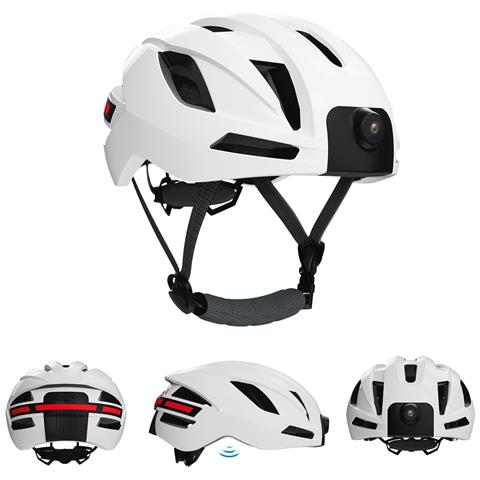 Casco Da Ciclismo Bluetooth Per Esterni Con Videocamera Hd 1080p E Gps White - Foto 1