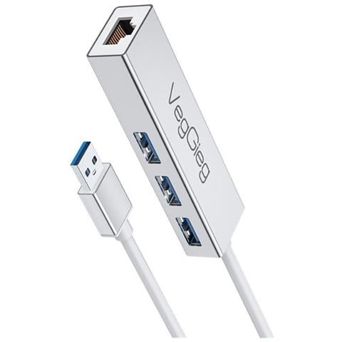Adattatore Usb A Gigabit Ethernet Con Hub Usb A 3 Porte - Grigio - Foto 2
