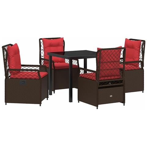 Set da Pranzo per Giardino 5 pcs Marrone polyrattan - Foto 1