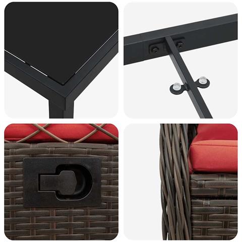 Set da Pranzo per Giardino 5 pcs Marrone polyrattan - Foto 9