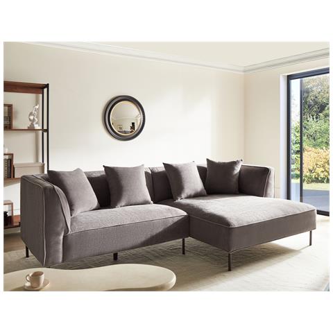 Divano Angolare 3 Posti Sater Ciniglia Tortora Lato Sinistro - Foto 1