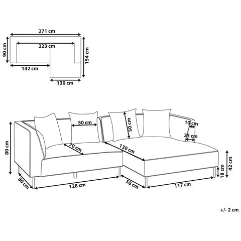 Divano Angolare 3 Posti Sater Ciniglia Tortora Lato Sinistro - Foto 6