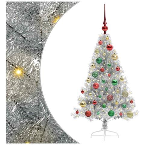 Albero di Natale artificiale con luci integrate Argento 120 cm - Foto 1