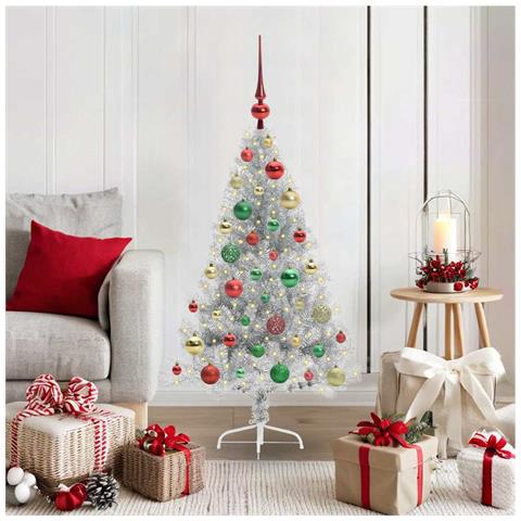 Albero di Natale artificiale con luci integrate Argento 120 cm - Foto 2