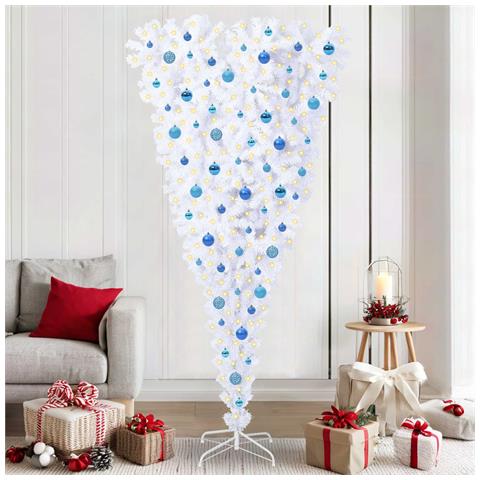 Albero di Natale artificiale Bianco 210 cm PVC e Acciaio - Foto 2