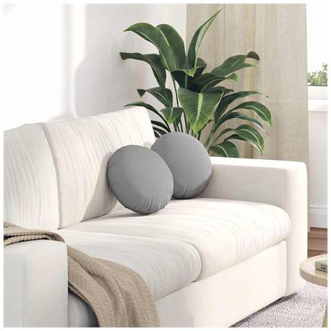 Cuscini per Seduta 2 pcs Grigio Nuvola Ø30 x 13 cm Tessuto - Foto 2