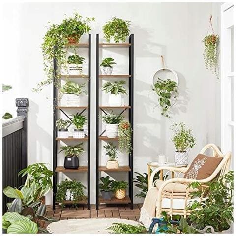 Libreria LLS101B01 in stile loft rustico marrone per soggiorno - Foto 7