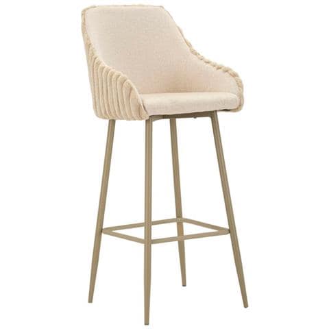 Sgabello da bar Alaska, seduta in tessuto, gamba in metallo, metallo, crema - Foto 5