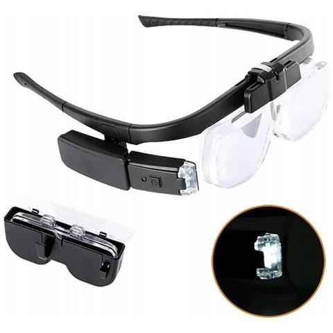 Occhiali Ingrandenti Led Optiview 6in1 - Lenti Intercambiabili 1.5x-4.5x | Illuminazione Led Regolabile | Usb | Per Lavori Di Precisione - Foto 2