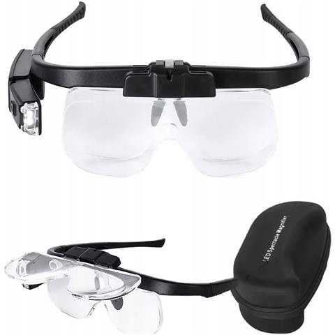 Occhiali Ingrandenti Led Optiview 6in1 - Lenti Intercambiabili 1.5x-4.5x | Illuminazione Led Regolabile | Usb | Per Lavori Di Precisione - Foto 1