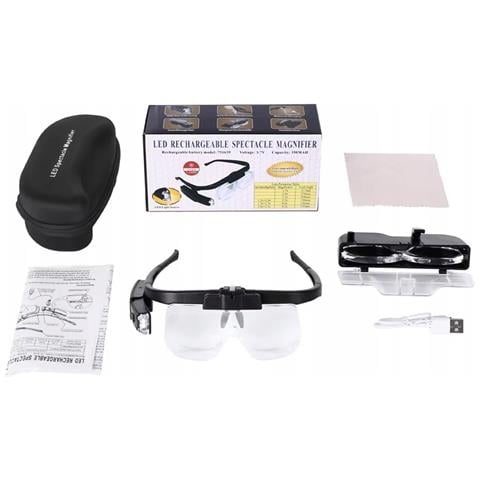 Occhiali Ingrandenti Led Optiview 6in1 - Lenti Intercambiabili 1.5x-4.5x | Illuminazione Led Regolabile | Usb | Per Lavori Di Precisione - Foto 8