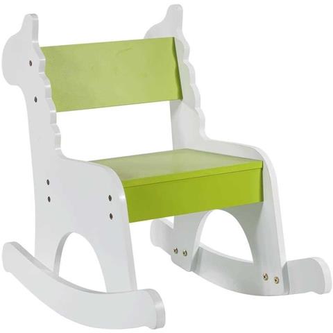 Sedia A Dondolo Per Bambini In Legno Laccata Verde 33x55x51,5cm - Foto 1