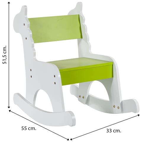 Sedia A Dondolo Per Bambini In Legno Laccata Verde 33x55x51,5cm - Foto 6