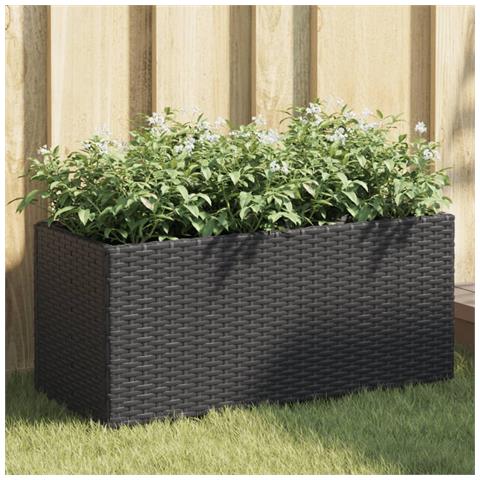 Fioriere da Giardino con 2 Vasi Nere 72x30x32 cm in Polyrattan - Foto 2