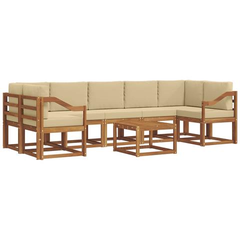 Set di divani da esterno con cuscino 8 pcs Naturale e Beige - Foto 1