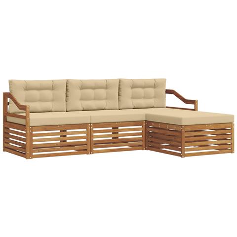 Set di divani da esterno con cuscino 4 pcs Naturale e Beige - Foto 1