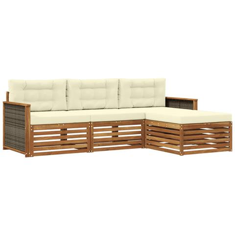Set di divani da esterno Naturale e Crema 249,5 x 162,5 x 73 cm - Foto 1