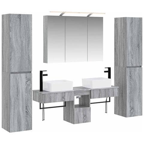Set di mobili per il bagno 6 pcs Sonoma grigio - Foto 1