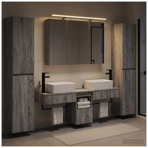 Set di mobili per il bagno 6 pcs Sonoma grigio - Foto 2
