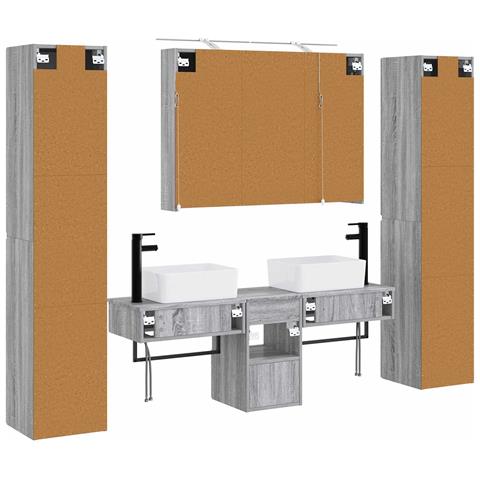 Set di mobili per il bagno 6 pcs Sonoma grigio - Foto 9
