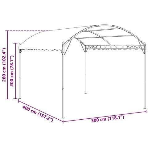 Gazebo 4 x 3 x 2,6 m Verde Poliestere e Acciaio - Foto 7