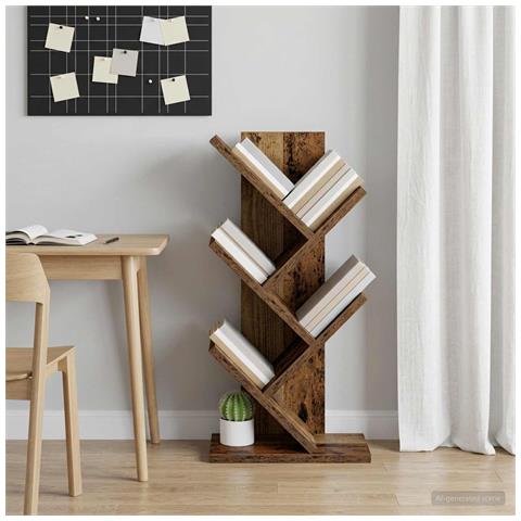 Libreria ad Albero 4 Ripiani 30 x 18 x 60 cm Legno antico - Foto 2