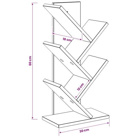 Libreria ad Albero 4 Ripiani 30 x 18 x 60 cm Legno antico - Foto 8