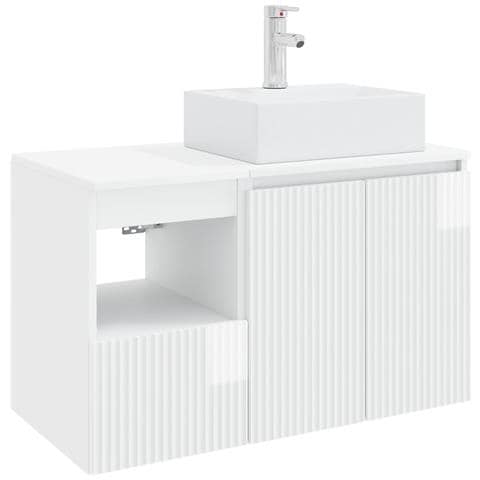 Set di mobili per il bagno 2 pz Bianco Lucido - Foto 1