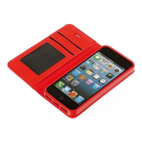Wallet Folio Case, Cover A Libro - Apple Iphone 5 / 5s / Se - Rosso - Foto 3