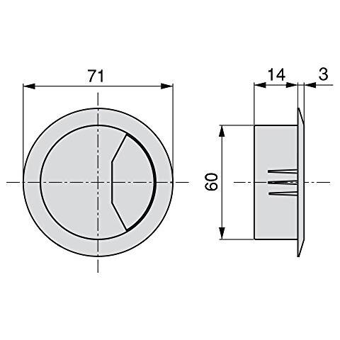 3196321 Confezione Da 20 Passacavi Rotondi Diametro 60 Mm Per Incastrare In Scrivania / tavolo In Plastica Grigia - Foto 2