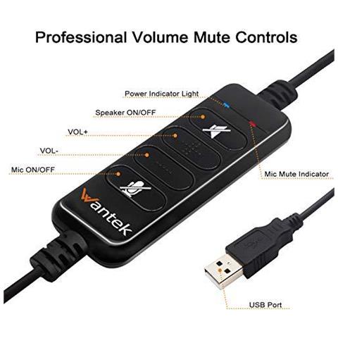 Filo Usb Cuffie Stereo Con Microfono A Cancellazione Di Rumore E Controlli In Linea Uc Affari Auricolare Per Skype Softphone Call Center Crystal Clear Chat Super Leggero Ultra Comfort (uc602)  - Foto 2