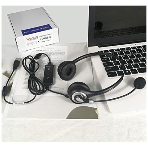 Filo Usb Cuffie Stereo Con Microfono A Cancellazione Di Rumore E Controlli In Linea Uc Affari Auricolare Per Skype Softphone Call Center Crystal Clear Chat Super Leggero Ultra Comfort (uc602)  - Foto 4