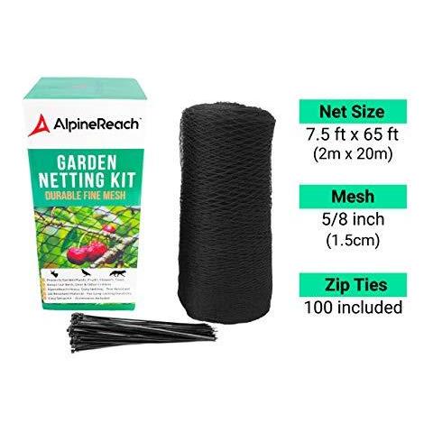 Garden Rete Kit 2m X 20m Gift Box - Nero Intrecciato Maglia Piante Protect Frutta Fiori Alberi - Specchio Scherma Netto Durevole Con Zip Ties - Heavy Duty Belle Copertina Arresta Uccelli Deer Animali. . . - Foto 2