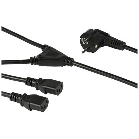 Cavo di alimentazione C13 - Schuko CEE7 a 2x C13 - Cavo Splitter sdoppiatore di alimentazione da 2 m - Foto 2