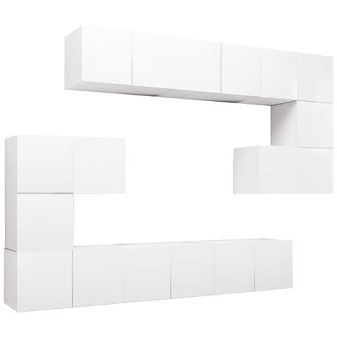 Set Mobili Porta TV 10 pz Bianco in Legno Multistrato - Foto 1