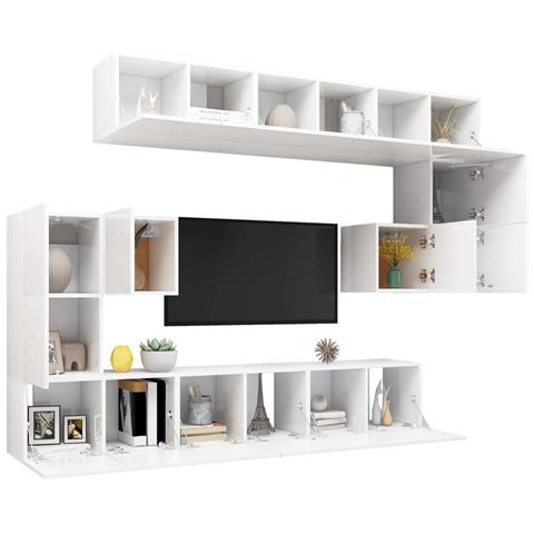 Set Mobili Porta TV 10 pz Bianco in Legno Multistrato - Foto 6