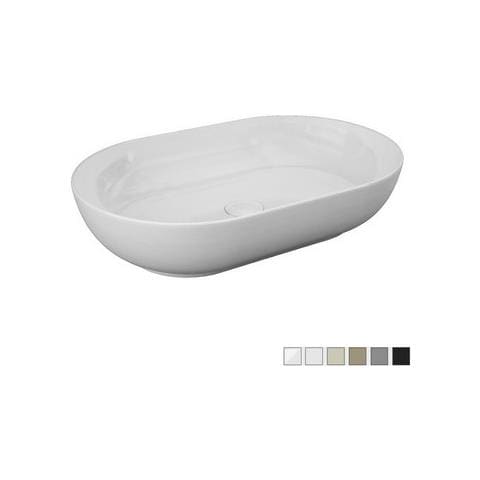 Lavabo Ovale Da Appoggio In Ceramica Cappuccino Matt Senza Foro Rubinetto - Feeling Rak Ceramics - Foto 1