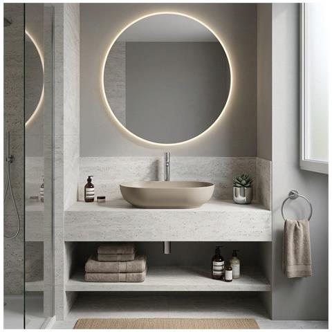 Lavabo Ovale Da Appoggio In Ceramica Cappuccino Matt Senza Foro Rubinetto - Feeling Rak Ceramics - Foto 5