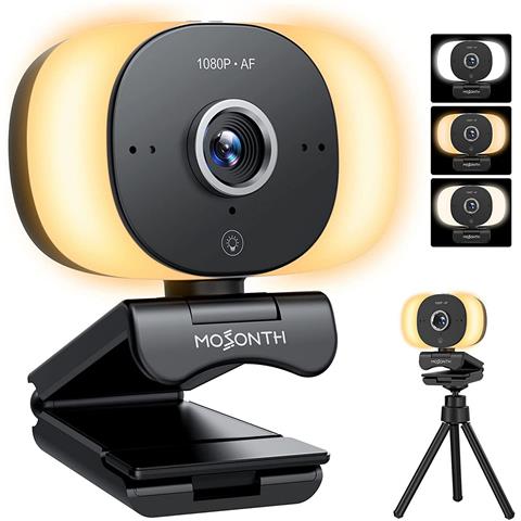 Webcam Full Hd 1080p 60fps Con Anello Led Illuminazione 3 Colori Microfono Pc - Foto 1