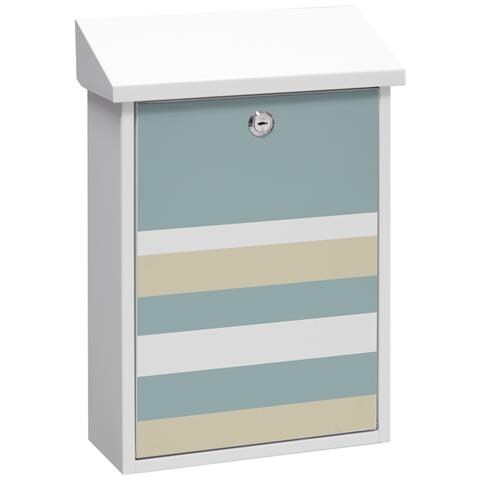 Premium E5601-str Cassetta Postale Individuale In Acciaio Con Serigrafia Decorativa ""lines"", Dimensione M (din A4 E Riviste), Bianco - Foto 1