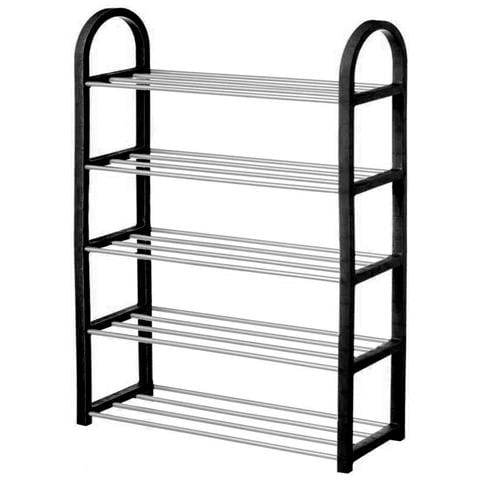Scarpiera Slim Salvaspazio 5 Ripiani Porta Scarpe Ingresso Casa 50x20x77 Nero - Foto 2