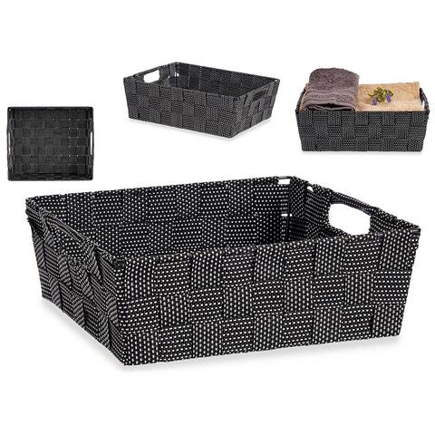 Cestino Intrecciato Nero Stoffa (23 X 8 X 27 Cm) - Foto 4