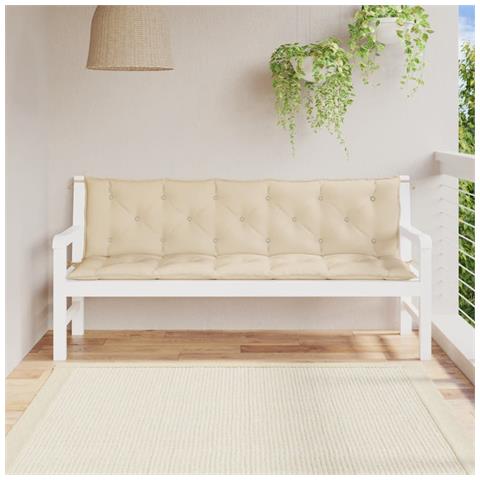 Cuscini Panca Da Giardino 2pz Beige 180x50x7 Cm Tessuto Oxford - Foto 1