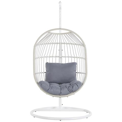 Poltrona Sospesa In Rattan Con Piedistallo Bianco Alba - Foto 2