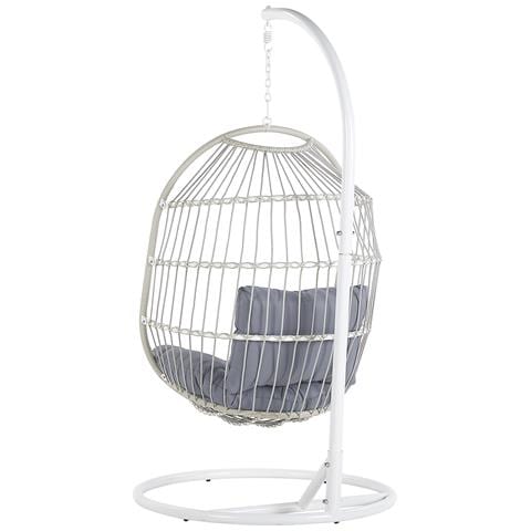 Poltrona Sospesa In Rattan Con Piedistallo Bianco Alba - Foto 8