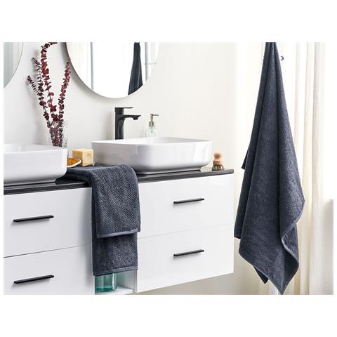 Set Di 2 Asciugamani Mitiaro Tessuto A Spugna Blu Scuro - Foto 1