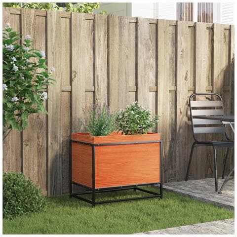 Fioriera Giardino Marrone Cera 60x50x40 Cm Legno Massello Pino - Foto 3