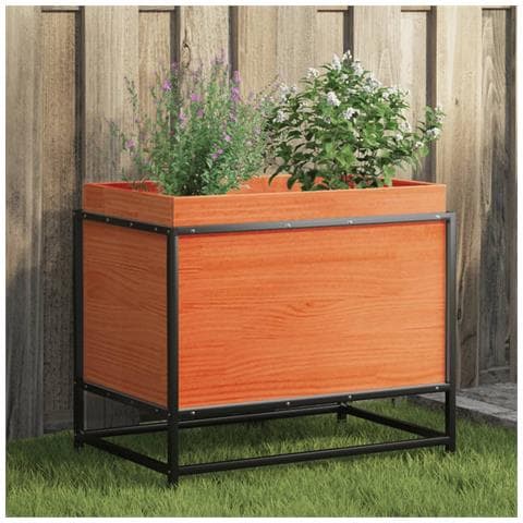 Fioriera Giardino Marrone Cera 60x50x40 Cm Legno Massello Pino - Foto 1